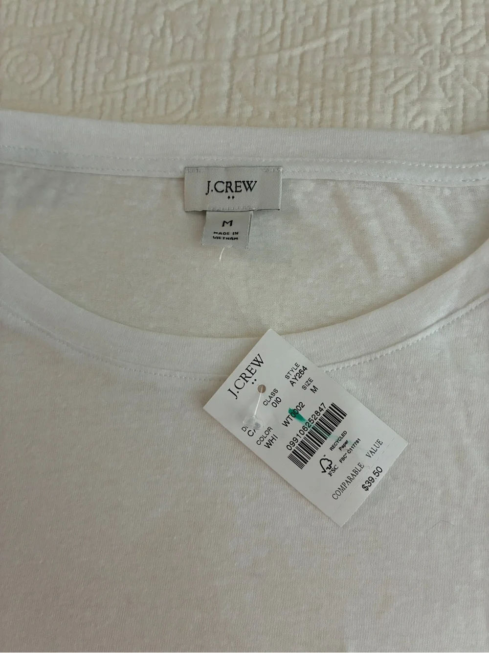 J. Crew White Short-Sleeve Pocket Tee Medium